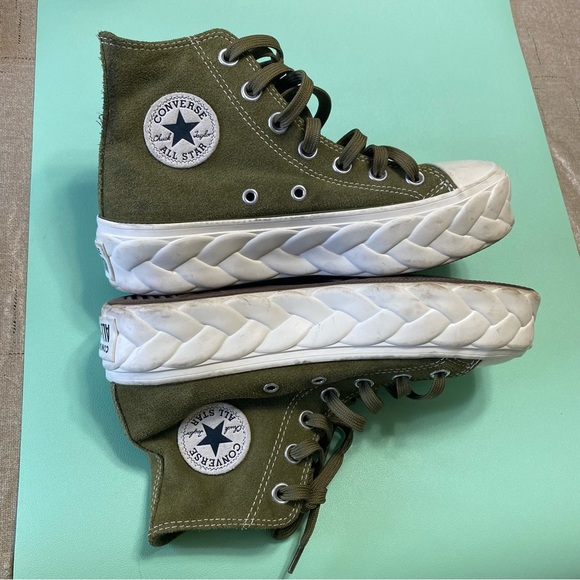 Converse Chuck Taylor All Star Lift Platform Moss Green Sneakers Size 5.5 - Picture 2 of 14